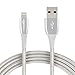 Produktbild AmazonBasics - Lightning-auf-USB-A-Kabel, doppelt geflochtenes Nylon-Verbindungskabel, Premium-Kollektion, 3 m, Silber