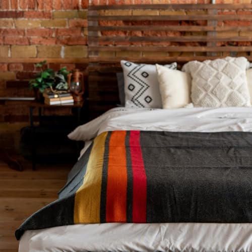 Image of Arcturus Rainier Wool Blanket - Warm, Heavy, Washable, Bed Blanket | Great for Home & Camping (Sunset Peak, King)