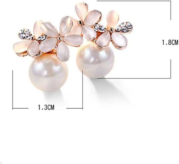 Dainty Pearl Flower Stud Earrings 925 Sterling Silver Pin Crystal Cubic Zirconia Cat Eye Stone Flowers Cultured Freshwater Pearls Studs Earring Delicate Hypoallergenic Jewelry Gifts for Women Mother - Image 2