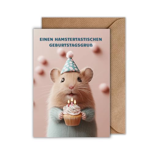 WBdesignz Birthday Card with Envelope - Birthday Card "A Hamstertastic Birthday Greeting" Hamster Cup Cake Birthday Cake Greeting Card Gift Card for Birthday (DIN A6) WBdesignz Birthday Card with Envelope - Birthday Card "A Hamstertastic Birthday Greeting" Hamster Cup Cake Birthday Cake Greeting Card Gift Card for Birthday (DIN A6)