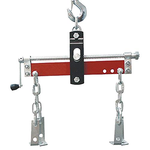 RZ TOOLS Soporte Posicionador de Motor para Grúa de Taller – Nivelador de Motor Mecánico Profesional hasta 680 kg con Manivela y 4 Cadenas de Seguridad
