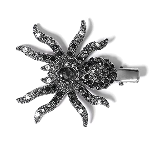 Xerling Gothic Spider Halloween Hair Accessory for Women and Girls Black Gem Hair Piece Alligator Hair Clip Duckbill Barrette Hairpin (Spider B)