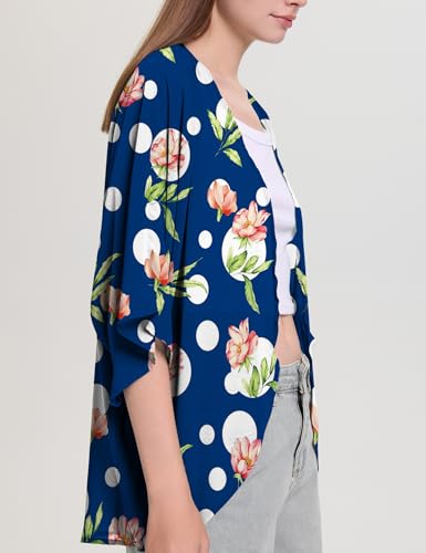 Image of Chunoy Women Floral Beach Wear Cover Up Chiffon Kimono Cardigan Open Front Blouse Top