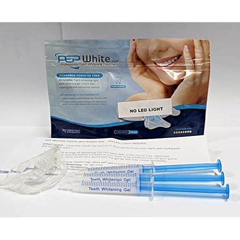 PEP-WHITE - ZERO PEROXIDE Teeth Whitening Advanced Gel - The Worlds Most Effective Peroxide Free Exclusive Formula Pro Home Teeth Whiten Tooth Whitening Dental Care (TEETH WHITENING) 3x GEL Bleaching Kit Advanced Light Whitener & Special Delivery better than tooth whitening standard strips (3 x Gel Refill Tubes) Cover