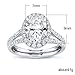 Psiroy 925 Sterling Silver Plated Oval Shaped Cubic Zirconia CZ Halo Engagement Wedding Ring for Women Size 6