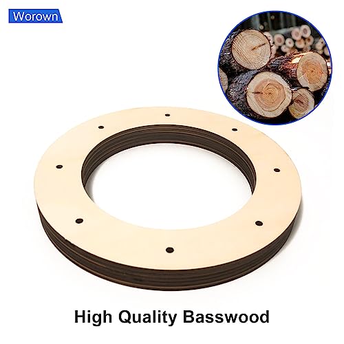 Worown 6 Pack Wooden Wreath Form, 8 inches (Outer Diameter) Wooden Wreath Frame, 5mm Thickness Wood Wreath Ring for Creating Beautiful Floral Arrangements, Home Decor, Christmas and Easter Crafts