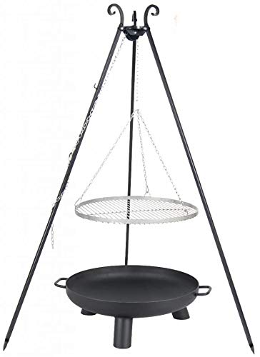 Farmcook Schwenkgrill - Dreibein mit Edelstahl Rost und Feuerschale in 3 verschiedenen Größen (Set mit 70 cm Rost)