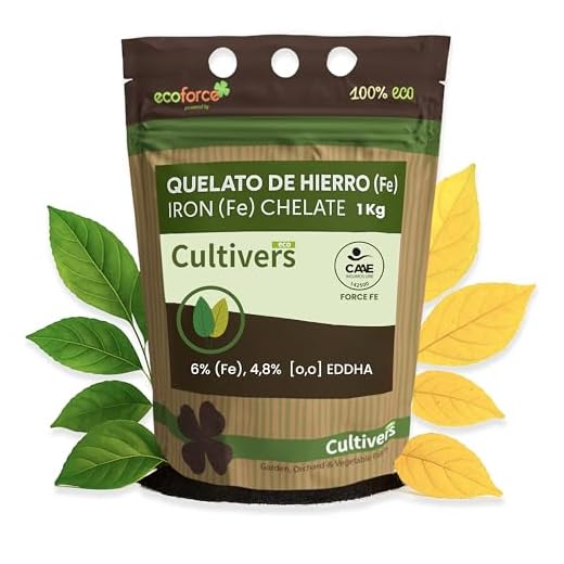 CULTIVERS Quelato De Hierro Ecológico 1 kg Abono Reverdeciente anticlorosis Soluble en Agua Nutriente Corrector de Clorosis Férrica en Plantas y Cultivos Fertilizante 6% Fe-EDDHA orto orto 4,8%