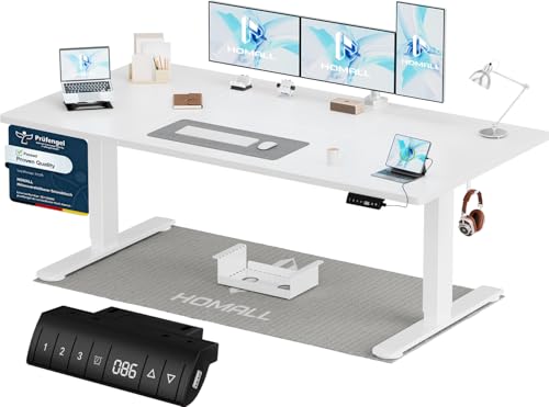 Homall Höhenverstellbarer Schreibtisch 180x80 cm, Schreibtisch Höhenverstellbar, Elektrischer Schreibtisch mit Vierteilige Tischplatte, Computertisch mit Memory Funktion,Standing Desk