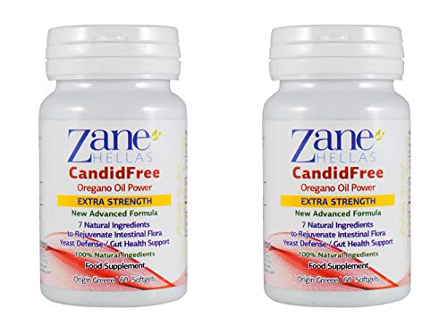 Zane Hellas Candidfree Softgels. Oregano Oil Power. Candida Support. Yeast Defense. Gut Health Support. Colon Health Support. Intestinal Flora Support. 100% Herbal Solution. 120 Softgels. Pack of 2