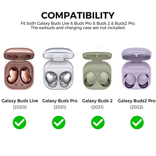 Ahastyle Compatible With Samsung Galaxy Buds 2 Pro Case / Galaxy Buds 2 Case / Galaxy Buds Pro Case / Galaxy Buds Live Case Transparent Cover [Anti-Yellowing] (Shine) #TOP1