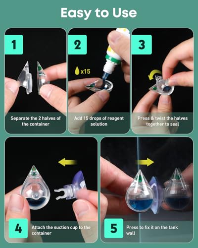 Image of Pawfly Acrylic CO2 Drop Checker for Aquarium, Fish Tank Carbon Dioxide Checker, CO2 Monitor Kit with Solution & Suction Cups, CO2 Detector, Aquarium CO2 Tester, CO2 Indicator for Planted Fish Tank