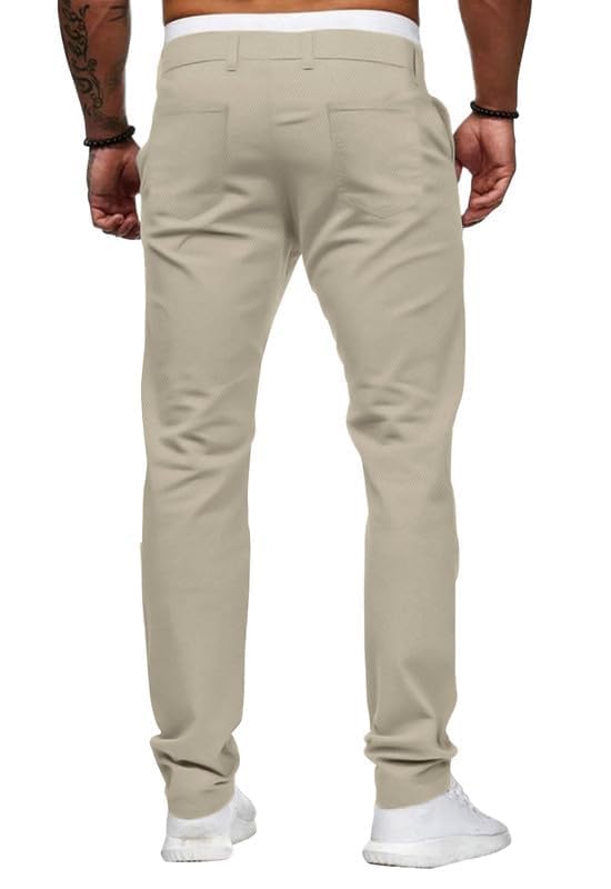 HUNGSON Mens Chinos Slim Fit Stretch Flat-Front Skinny Dress Pants (Beige,36W*32L) by HUNGSON - Used condition - Image 4