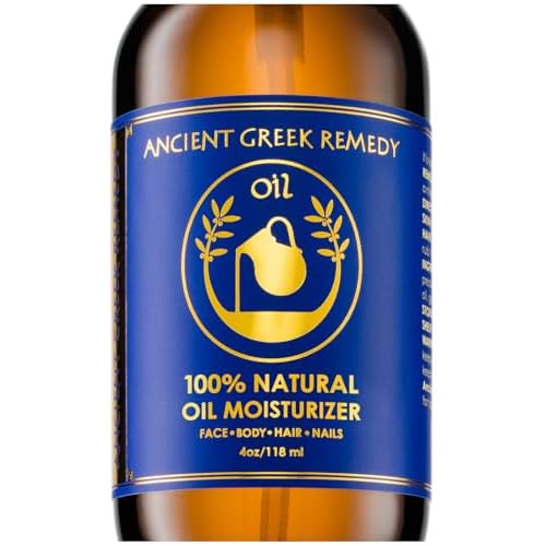 Ancient Greek Remedy Body Oil – Organic After Shower Face Oil & Body Moisturizer for Dry Skin – Almond, Jojoba, Olive, Lavender, Vitamin E Oils – Natural Clean Facial Skincare for Women & Men 4 oz
