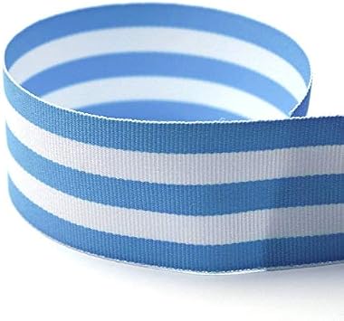 USA | American Made 1-1/2 Baby Blue & White Taffy Striped Grosgrain Ribbon - 50 Yards