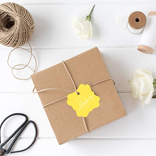 Andaz Press Fancy Frame Gift Tags, Thank You For Celebrating With Us, Yellow, 24-Pack, For Baby Bridal Wedding Shower, Birthdays, Anniversary, Graduation, Baptism, Christening, Party, Presents #TOP2