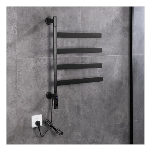 Sèche-serviettes électrique noir mural à minuterie pour salle de bain