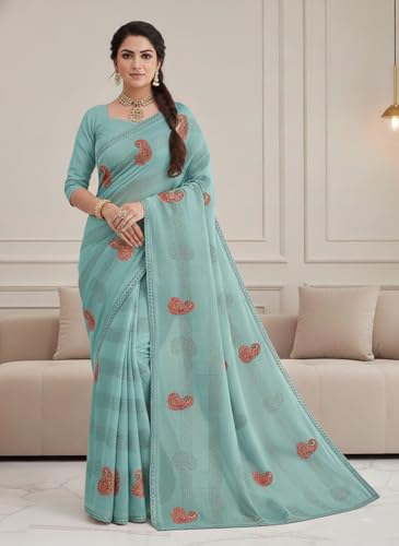 Image of Yashika Women's Georgette Art Silk Bandhej Zari Work Embroidered Saree | Women Sari