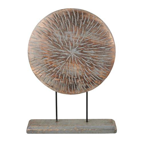 Eximious India Farmhouse Table Sculpture Home Decor Statue Mandala Carved for Modern Home 10' x 14',...