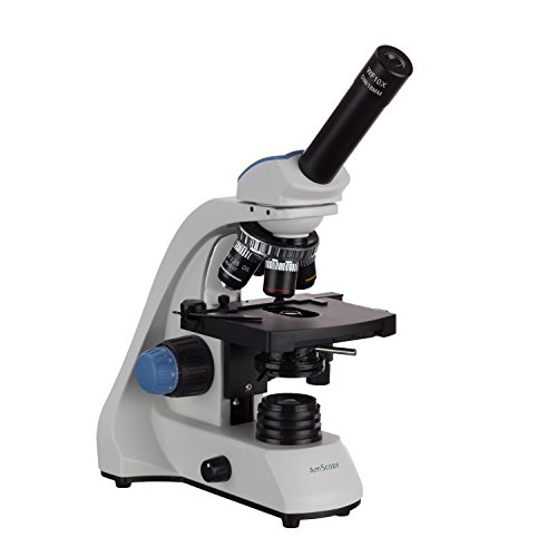 Image of AmScope 40X-2500X LED Monocular Compound Microscope w 3D Two-Layer Mechanical Stage