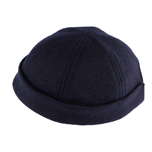 Bonnet docker marine homme bleu miki breton court et chaud pour l'automne hiver