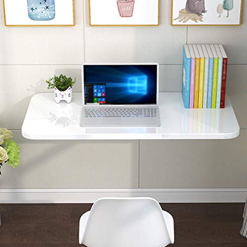 Table pliante murale LUNEZY blanche, établi de blanchisserie et bureau d'ordinateur rabattable - 4