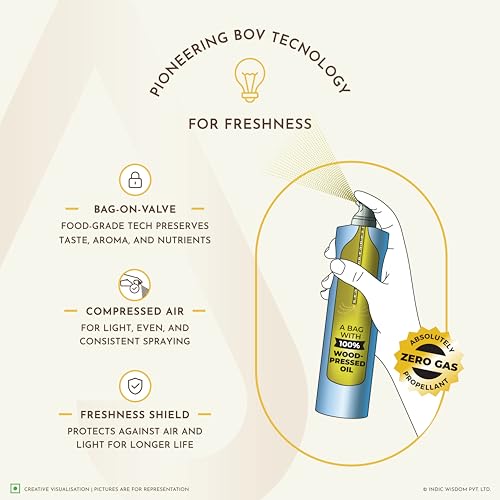 Image of IndicWisdom's Nava Oil Spray Wood Pressed Sunflower Oil (No Aerosol /CFCs /Preservatives)(Cold Pressed - Oil Spray)