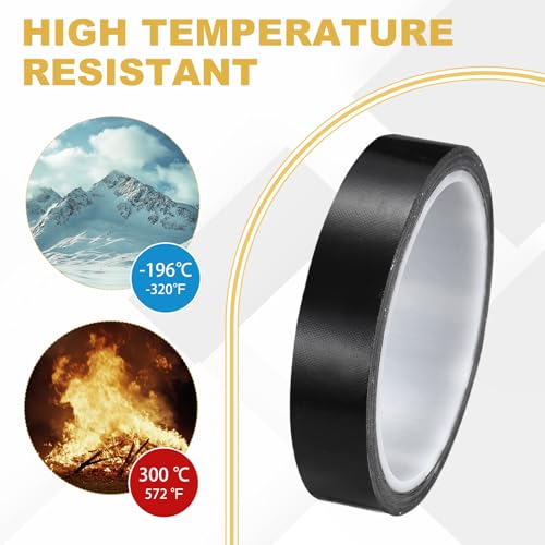 Image of PATIKIL High Temperature PTFE Tape 13 /16 Inch x 33 Feet, PTFE Coated Fiberglass Adhesive Tape for Vacuum Sealer Machines Hand-Impulse Sealers Insulation, Black