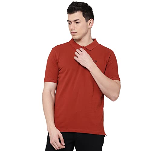 Image of Wrangler Men Brick Red Solid Regular Fit T-Shirt