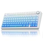 AULA F75 Mechanical Keyboard Gaming, 2.4 GHz/Type-C/BT5.0 Wireless Gaming Keyboard 75 Percent, Side Engraved, Gasket Structure, Hot-Swap Wireless Keyboard RGB, QWERTY (Blue with Colour Gradient)