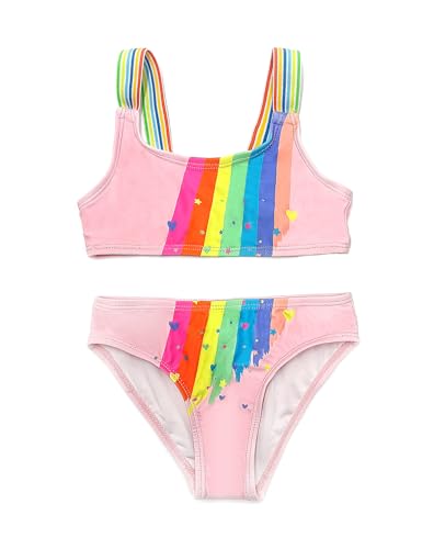 Image of SHEKINI Toddler Baby Girls Rainbow Two Piece Swimsuit Sport Athletic Bikini Sets