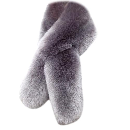 Harssidanzar Women Winter Warm Faux Fur Scarf Collars Soft Fluffy Thick Long Neck Warmer KL602US