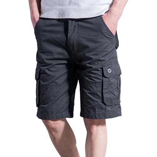 JEShifangjiusu Mens All Cotton Washed Cargo Shorts Camping Fishing Outdoor Short Quick Dry Hiking Shorts (Grey,42)