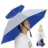 NEW-Vi Fishing Umbrella Hat Folding Adjustable Sun Rain Cap, 37.4”Oversize Hands Free Umbrellas, 7-Ribs Anti-UV Waterproof Headwear for Fishing Gardening Golf Sunshade Outdoor (Silver)