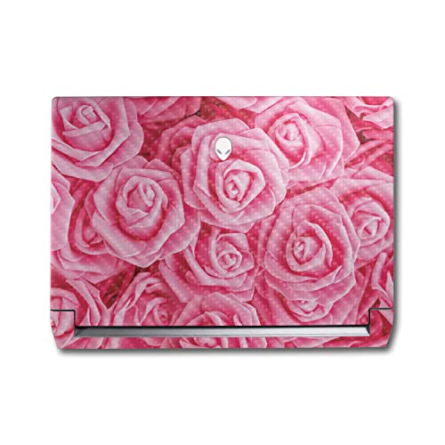 Image of MightySkins Carbon Fiber Skin Compatible with Alienware M17 R5 (2022) Full Wrap Kit - Super Pink Roses | Protective, Durable Textured Carbon Fiber Finish | Easy to Apply | Made in The USA