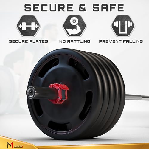 Mata1 Premium Olympic Barbell Clamps, Ultimate Locking Weight Clips for Weightlifting & Bodybuilding Training, Standard 2" / 5 cm Barbell Collars w/Quick-Release Mechanism - Image 3