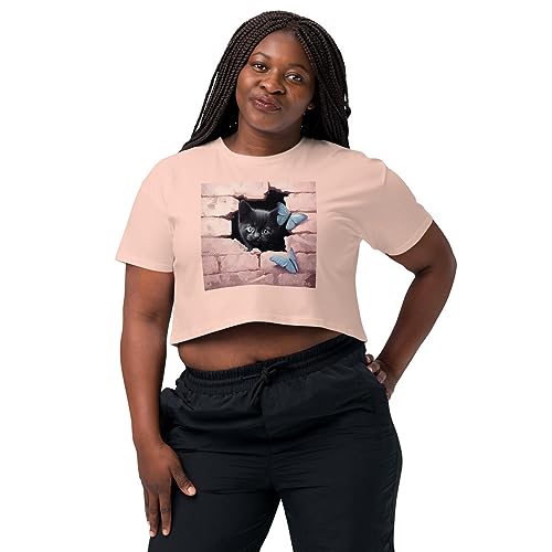 Crop top chat mignon et papillons bleus idéal pour les festivals