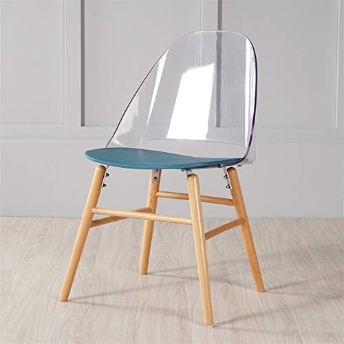 BBSYHUMM Home Kitchen Chair, PVC Plastic Material, Durable and Easy to Clean, Round Wooden Chair leg, Transparent Dressing Makeup Chair for Restaurant, Living Room (Color : B blue)