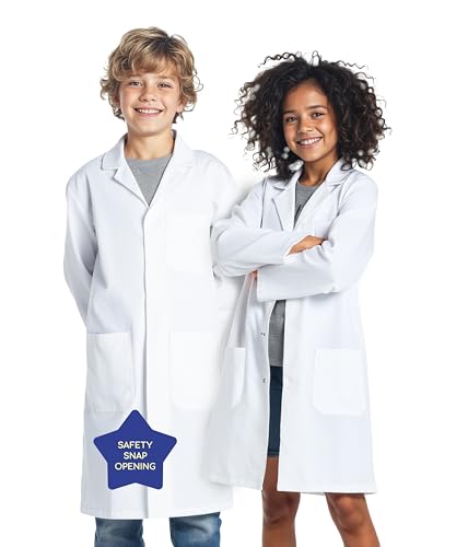 Blouse blanche scientifique enfant à pressions et tissu résistant