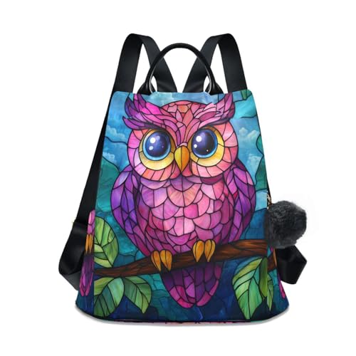 Mochila antirrobo búho mujer bolsa viaje vidrieras con pompón