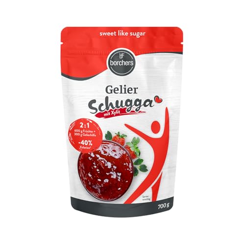 BORCHERS Gelier Schugga mit Xylit, Alternative zu Gelierzucker 700g, auf Grundlage von Xylit, 1:1 wie Zucker, kalorienreduziert, zuckerarm, Zuckerersatz, Süßungsmittel, Zuckeralternative