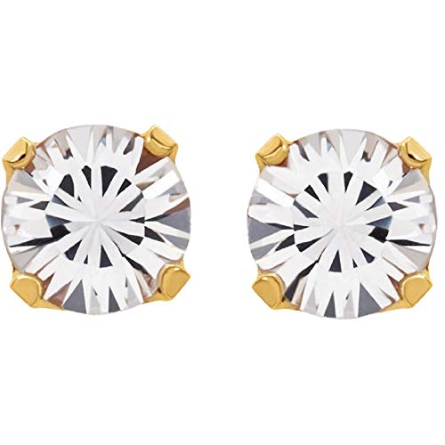 Hypoallergenic Titanium, 14K Gold, Stainless Steel Stud Earrings- Nickel Free Hypoallergenic Earrings For Women, Men, Girls- Sterile Earrings For Sensitive Ears- Hypoallergenic Surgical Steel Cartilage Earrings (24K Gold-Washed April Birthstone) #TOP1