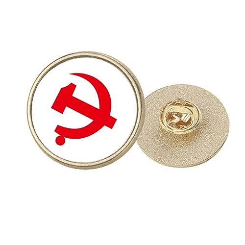 Broche symbole communiste chinois en émail rouge et métal doré M