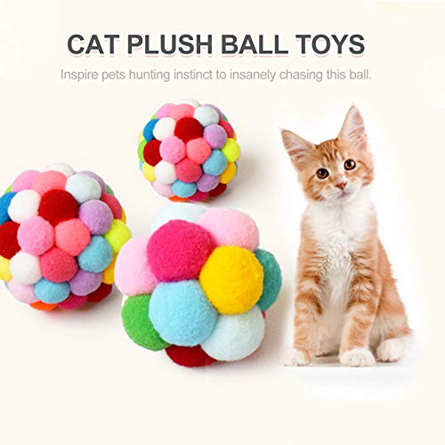 Brinquedos para bolas de gato,Brinquedos de bola de gato Brinquedos de pelúcia com sino colorido bon