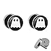 Treuheld® | Set - Weisses Gespenst - 2 Ohrstecker zum Schrauben - SCHWARZ-WEIßE Fake Plugs Comic Geist - Ø 10mm - Ohrringe Fakeplug - Silber Ohrring in Schwarz-Weiß - Chirurgenstahl Faketunnel