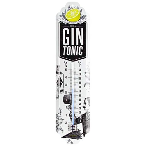 Nostalgic-Art Analoges Retro Thermometer, Gin Tonic Weather - Geschenk-Idee für Cocktail-Fans, aus Metall, Vintage-Design zur Dekoration, 7 x 28 cm Cover