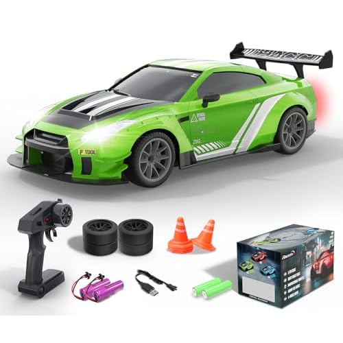 RACENT 1:20 RC Drift Car, High Speed Remote Control Car, 4WD RC Cars with LED Light, Racing and Drifting Wheels, 2 Batteries, Toy for Boys, Girls, Kid