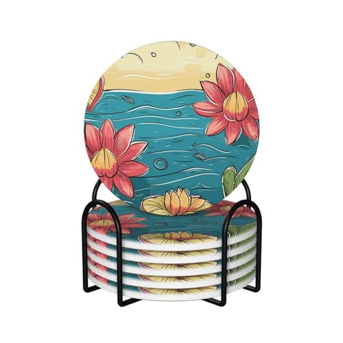 Dessous de verre en liège et céramique pour protection table contre taches