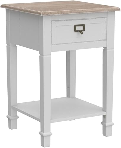 Miniatura 11 de Wnutrees Mesa auxiliar con estación de carga, 2 puertos USB y 2 tomacorrientes, mesita de noche con cajón y estante de almacenamiento abierto para