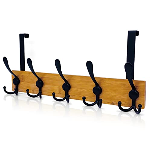 bambuuli® Türgarderobe zum Einhängen - Edle Holz-Optik aus Bambus mit 15...